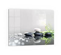 DEQORI Pannello posteriore per cucina in vetro, motivo "arrangiamento in pietra naturale", 80 x 60 cm, pannello posteriore per bagno o stufa, paraspruzzi per cucina e bagno, decorazione moderna per