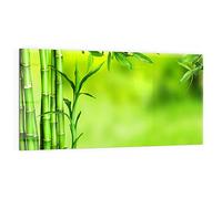 DEQORI Pannello posteriore per cucina in vetro, motivo "cannucce di bambù verde", 100 x 50 cm, pannello posteriore per bagno o stufa, paraspruzzi per cucina e bagno, decorazione moderna per specchio piastrellato
