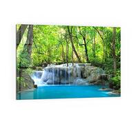 DEQORI Pannello posteriore per cucina in vetro, motivo "cascata esotica", 60 x 40 cm, pannello posteriore per bagno o stufa, paraspruzzi per cucina e bagno, decorazione moderna per specchio