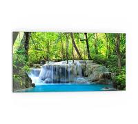 DEQORI Pannello posteriore per cucina in vetro, motivo "cascata esotica", 80 x 40 cm, pannello posteriore per bagno o stufa, paraspruzzi per cucina e bagno, decorazione moderna per specchio