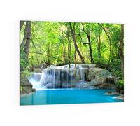 DEQORI Pannello posteriore per cucina in vetro, motivo "cascata esotica", 80 x 60 cm, pannello posteriore per bagno o stufa, paraspruzzi per cucina e bagno, decorazione moderna per specchio