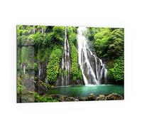 DEQORI Pannello posteriore per cucina in vetro, motivo "cascata gemella", 60 x 40 cm, pannello posteriore per bagno o stufa, paraspruzzi per cucina e bagno, decorazione moderna per specchio piastrellato