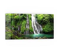 DEQORI Pannello posteriore per cucina in vetro, motivo "cascata gemella", 80 x 40 cm, pannello posteriore per bagno o stufa, paraspruzzi per cucina e bagno, decorazione moderna per specchio piastrellato