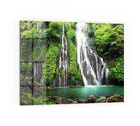 DEQORI Pannello posteriore per cucina in vetro, motivo "cascata gemella", 80 x 60 cm, pannello posteriore per bagno o stufa, paraspruzzi per cucina e bagno, decorazione moderna per specchio