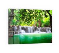 DEQORI Pannello posteriore per cucina in vetro, motivo "cascata nella foresta pluviale", 80 x 60 cm, pannello posteriore per bagno o stufa, paraspruzzi per cucina e bagno, decorazione moderna per