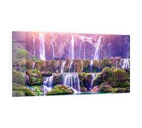 DEQORI Pannello posteriore per cucina in vetro, motivo "cascate di terrazzo", 100 x 50 cm, pannello posteriore per bagno o stufa, paraspruzzi per cucina e bagno, decorazione moderna per specchio