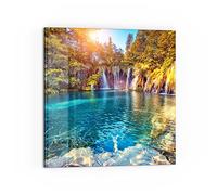 DEQORI Pannello posteriore per cucina in vetro, motivo "cascate fiabesche", 60 x 60 cm, pannello posteriore per bagno o stufa, paraspruzzi per cucina e bagno, decorazione moderna per specchio