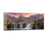 DEQORI Pannello posteriore per cucina in vetro, motivo cascate nella luce serale, 125 x 50 cm, pannello posteriore per bagno o stufa, paraspruzzi per cucina e bagno, decorazione moderna per specchio piastrellato