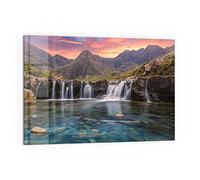 DEQORI Pannello posteriore per cucina in vetro, motivo cascate nella luce serale, 60 x 40 cm, pannello posteriore per bagno o stufa, paraspruzzi per cucina e bagno, decorazione moderna per specchio piastrellato