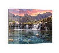 DEQORI Pannello posteriore per cucina in vetro, motivo cascate nella luce serale, 80 x 60 cm, pannello posteriore per bagno o stufa, paraspruzzi per cucina e bagno, decorazione moderna per specchio piastrellato