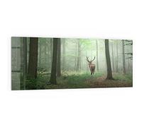 DEQORI Pannello posteriore per cucina in vetro, motivo "cervo tra gli alberi", 125 x 50 cm, pannello posteriore per bagno o stufa, paraspruzzi per cucina e bagno, decorazione moderna per specchio