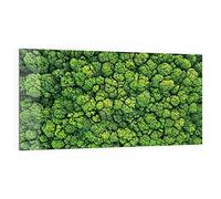 DEQORI Pannello posteriore per cucina in vetro, motivo "corone degli alberi dall'alto", 100 x 50 cm, pannello posteriore per bagno o stufa, paraspruzzi per cucina e bagno, decorazione moderna per