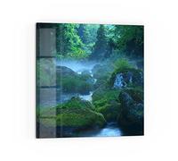 DEQORI Pannello posteriore per cucina in vetro, motivo "fonte d'acqua nella foresta", 60 x 60 cm, pannello posteriore per bagno o stufa, paraspruzzi per cucina e bagno, decorazione moderna per