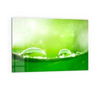 DEQORI Pannello posteriore per cucina in vetro, motivo "Gocce di rugiada su foglia", 60 x 40 cm, pannello posteriore per bagno o stufa, paraspruzzi per cucina e bagno, decorazione moderna per specchio