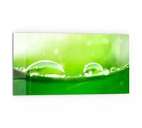 DEQORI Pannello posteriore per cucina in vetro, motivo "Gocce di rugiada su foglia", 80 x 40 cm, pannello posteriore per bagno o stufa, paraspruzzi per cucina e bagno, decorazione moderna per specchio