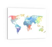 DEQORI Pannello posteriore per cucina in vetro, motivo "Il mondo in colori ad acqua", 80 x 60 cm, pannello posteriore per bagno o stufa, paraspruzzi per cucina e bagno, decorazione moderna per