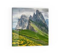 DEQORI Pannello posteriore per cucina in vetro, motivo incantesimi dolomiti, 60 x 60 cm, pannello posteriore per bagno o stufa, paraspruzzi per cucina e bagno, decorazione moderna per specchio