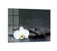 DEQORI Pannello posteriore per cucina in vetro, motivo "motivo Zen a contrasto", 80 x 60 cm, pannello posteriore per bagno o stufa, paraspruzzi per cucina e bagno, decorazione moderna per specchio