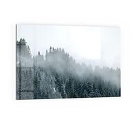 DEQORI Pannello posteriore per cucina in vetro, motivo "nebbia sopra le cime degli alberi", 60 x 40 cm, pannello posteriore per bagno o stufa, paraspruzzi per cucina e bagno, decorazione moderna per