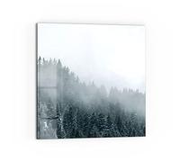 DEQORI Pannello posteriore per cucina in vetro, motivo "nebbia sopra le cime degli alberi", 60 x 60 cm, pannello posteriore per bagno o stufa, paraspruzzi per cucina e bagno, decorazione moderna per specchio piastrellato