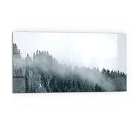 DEQORI Pannello posteriore per cucina in vetro, motivo "nebbia sopra le cime degli alberi", 80 x 40 cm, pannello posteriore per bagno o stufa, paraspruzzi per cucina e bagno, decorazione moderna per specchio piastrellato