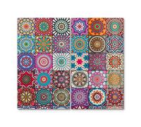 DEQORI Piastre di copertura per piano cottura in vetro, set da 2, 60 x 52 cm, motivo "motivo orientale" | Piastre di copertura per piano cottura in vetroceramica universale | Piastre in vetro e