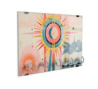 DEQORI Portachiavi in vetro | motivo armonia celeste | ca. 30 x 20 cm | con 5 ganci magnetici - moderno deposito chiavi & portachiavi per corridoio, ufficio, chiavi e ciondolo