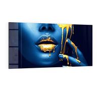 DEQORI Quadro in vetro acrilico, motivo oro liquido sulla pelle, 100 x 50 cm, decorazione da parete per soggiorno, camera da letto, corridoio e cucina, decorazione moderna da parete