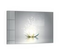 DEQORI Quadro in vetro vero | motivo "fiore di loto scintillante" | orizzontale monoblocco, 90 x 60 cm | bella decorazione da parete per soggiorno, camera da letto, corridoio e cucina | moderna