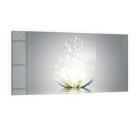 DEQORI Quadro in vetro vero | motivo "fiore di loto scintillante" | orizzontale unico pezzo 100 x 50 cm | bella decorazione da parete per soggiorno, camera da letto, corridoio e cucina | moderna