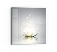 DEQORI Quadro in vetro vero | motivo "fiore di loto scintillante" | quadrato singolo pezzo 50 x 50 cm | bella decorazione da parete per soggiorno, camera da letto, corridoio e cucina | moderna