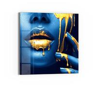 DEQORI Quadro in vetro vero | motivo oro liquido sulla pelle | quadrato 50 x 50 cm | bella decorazione da parete per soggiorno, camera da letto, corridoio e cucina | moderna decorazione da parete