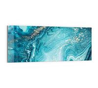 DEQORI Quadro in vetro vero vetro, motivo mare in marmo, orizzontale, 150 x 60 cm, decorazione da parete per soggiorno, camera da letto, corridoio e cucina, decorazione moderna da parete