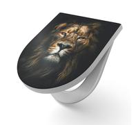 DEQORI Sedile WC con motivo "Il re in ombra" | Sedile WC in Duroplast | Formato 36,4 x 45,4 cm - Occhialini antibatterici per WC a forma di D con coperchio, facile da pulire e decorativo