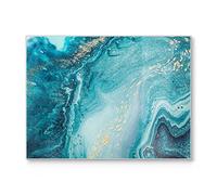 DEQORI Tagliere in vetro | grande 40 x 30 cm | motivo "mare in marmo" | tagliere di design per cucina | tagliere per la colazione antibatterico e antiscivolo | piano in vetro e piatto da portata