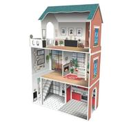 DEQUBE - Casa delle bambole a 3 piani, design quartiere Soho-legno, include 8 mobili, dimensioni 120 x 33 x 75 cm (913D00181)