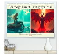 Der ewige Kampf - Gut gegen Böse (hochwertiger Premium Wandkalender 2026 DIN A2 quer), Kunstdruck in Hochglanz: Fabelwesen alter Märchen und Legenden