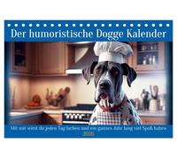Der humoristische Dogge Kalender (Tischkalender 2026 DIN A5 quer), CALVENDO Monatskalender: Mit mir wird der Dogge Besitzer jeden Tag lachen und ein ganzes Jahr lang viel Spaß haben