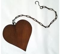 Der-Porzellan-Laden Cuore in metallo da appendere + catena 20 x 20 cm, marrone ruggine - decorazione rustica a forma di cuore | ornamento da appendere in metallo, lavorazione di alta qualità
