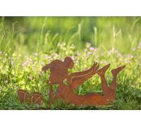 Der-Porzellan-Laden Figura da giardino: fata lettura in ruggine, sdraiata con libro, resistente alle intemperie per esterni, 60 x 35 cm, decorazione ideale per giardini fiabeschi
