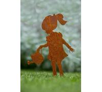 Der-Porzellan-Laden Personaggi da giardino per esterni, resistenti alle intemperie, con annaffiatoio in metallo, decorazione in ruggine, 35 x 25 cm, statuetta nostalgica in ruggine per ogni giardino