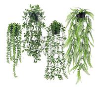 Der Rose Confezione da 4 piante finte da appendere, decorazione artificiale in finto vaso, piante da appendere per interni per stanza, mensola di casa, decorazione esterna