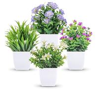 Der Rose Confezione da 4 piccole piante finte artificiali per interni con fiori, decorazioni primaverili per casa, bagno