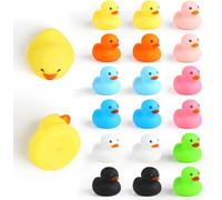 DERAYEE 18 pezzi anatra da bagno in gomma Ducky giocattolo da bagno per bambini, 6 colori Float e Squeak, mini anatre gialle, giocattolo per doccia, compleanno