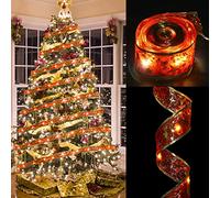 DERAYEE 4 m/13 ft LED ghirlande luminose a nastro lucido,rosso ghirlanda luminosa di Natale per Capodanno festa matrimonio decorazione albero di Natale all'aperto