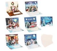 DERAYEE Biglietto di Natale pop-up 3D, 6 pezzi, con busta, biglietto di auguri, biglietti di Natale, per bambini, amici, da donna