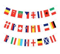 DERAYEE Confezione da 2 striscioni con bandiera del mondo con 24 bandiere dei paesi del campionato europeo di calcio e dei giochi olimpici 2024, decorazione per bar, giardino, club, ristorante, feste,