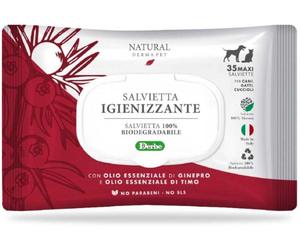 Derbe Natural Derma Pet by Salviette Funzionali Igienizzanti Biodegradabili per Cani Gatti e Cuccioli