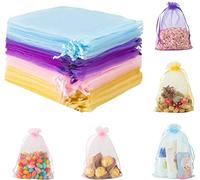 Derbway 80 Pezzi Borse in Organza con Coulisse per Bomboniere e Decorazioni Nozze,Borse da gioielleria e Sacchetti di Caramelle,13 * 18 cm,Viola/Rosa/Giallo/Blu