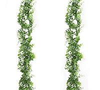 Derbway Viti di Eucalipto Artificiali, 2 Pezzi Ghirlanda di Eucalipto in Finta Seta Viti D'attaccatura delle Foglie Verdi Decorazione per Matrimonio Festa Giardino Stanza Parete Finestre